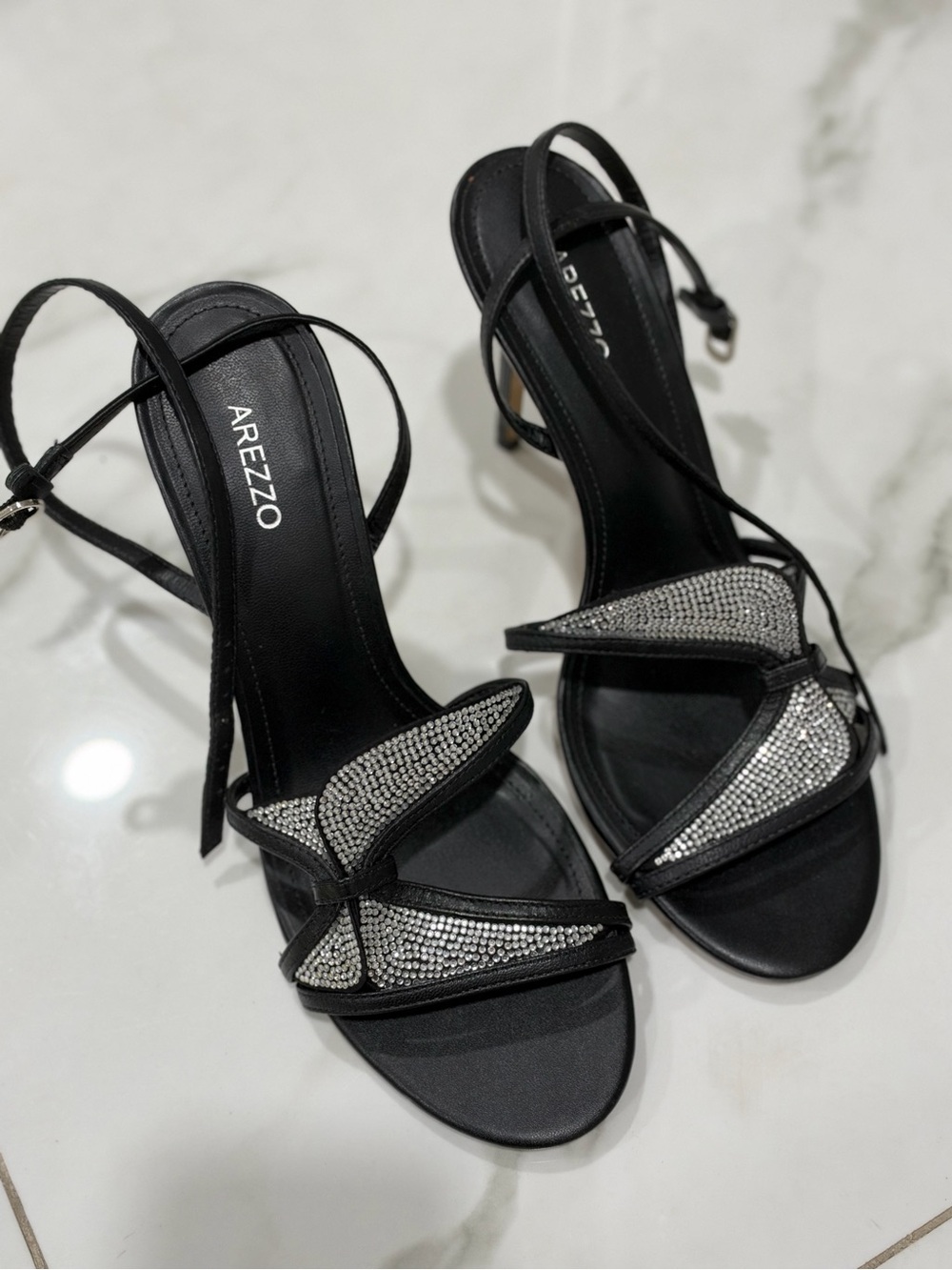 Arezzo Black Strappy Sandals with Crystal butterfly 🦋